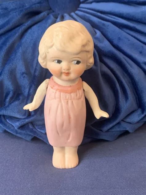 VINTAGE FLAPPER PORCELAIN Bisque Kewpie Frozen Leg Doll Painted Side Eye Japan $39.99 - PicClick