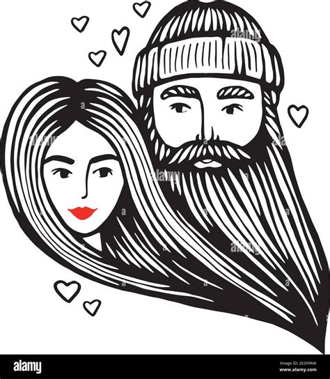 hipster couple vector for t shirt printing. Doodle. Vector Illustration Hand drawn cartoon ...