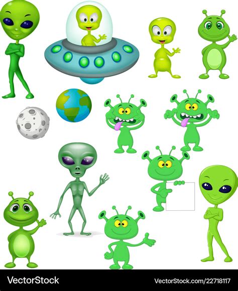 Cartoon Green Alien Collection Set Royalty Free Vector Image | The Best Porn Website