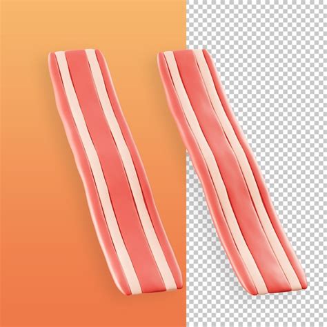 Premium PSD | A bacon strip with a red stripe 3d illustration