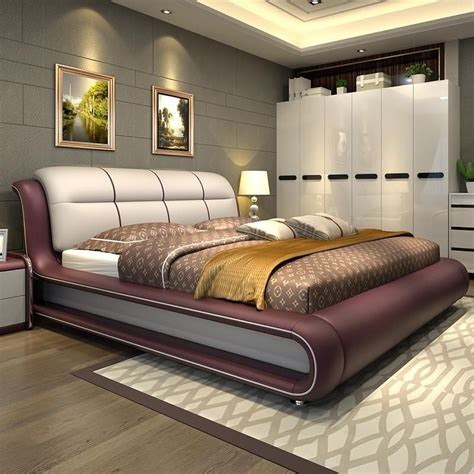 High Quality Bedroom Furniture, Genuine Leather Bed ONLY With Storage-Beds-NOFRAN Electroni ...