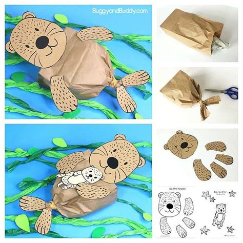 Stuffed Paper Bag Sea Otter Craft with Printable Template! | Animal crafts for kids, Paper bag ...