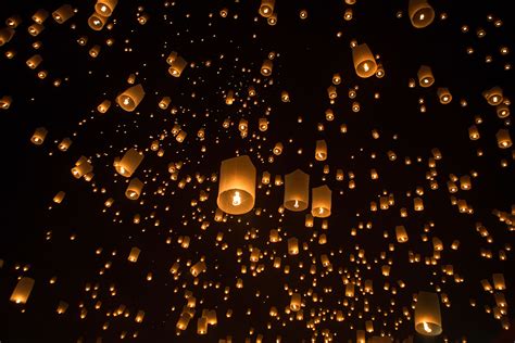 Thailand: Thousands of Sky Lanterns Released to Celebrate Buddhist Festivals of Loi Krathong and ...