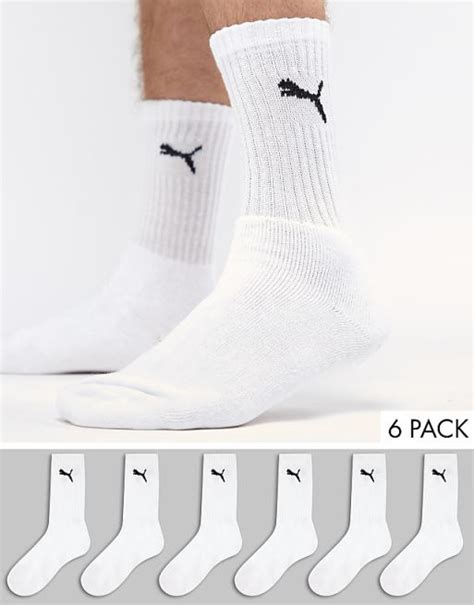 Puma 6 pack regular crew socks in white | ASOS