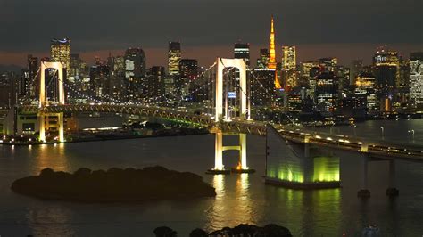 Timelapse Rainbow Bridge with Tokyo Tower,Tokyo Japan 2065987 Stock Video at Vecteezy