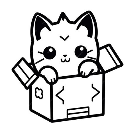 Premium Photo | A cute cat cartoon sticker line art drawing