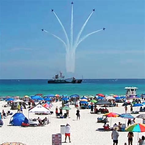 The U.S. Navy's Blue Angels Air Show 2015 on Pensacola Beach. What a great way to watch the show ...