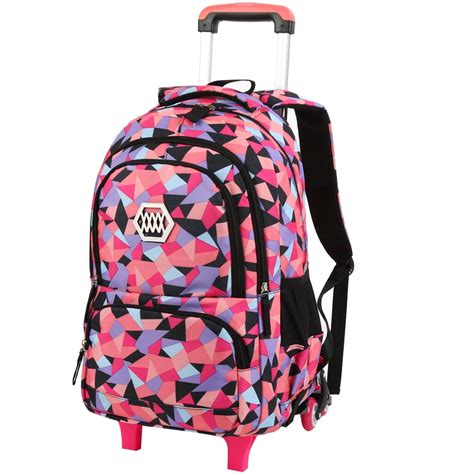 V.I.P. - Girl Adorable Wheeled Backpack Rolling Daypack Large Capacity Trolley School Bag Travel ...