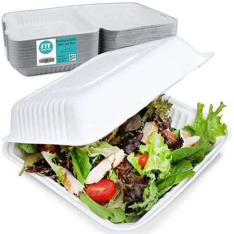 [50 Pack] 9x9x3” Clamshell Food Containers with 1 Compartment - Compostable Take Out Box, 100% ...