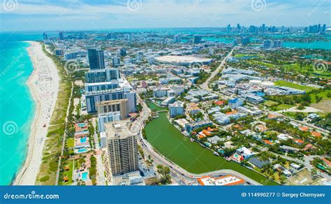 Aerial View City Miami Beach, South Beach, Florida, USA. Stock Image - Image of green, south ...