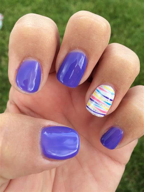 Purple striped summer gel nails | Summer gel nails, Gel nail art designs, Nail designs summer gel
