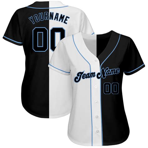 Custom Own White Black Light Blue Authentic Baseball Stitched Jersey ...