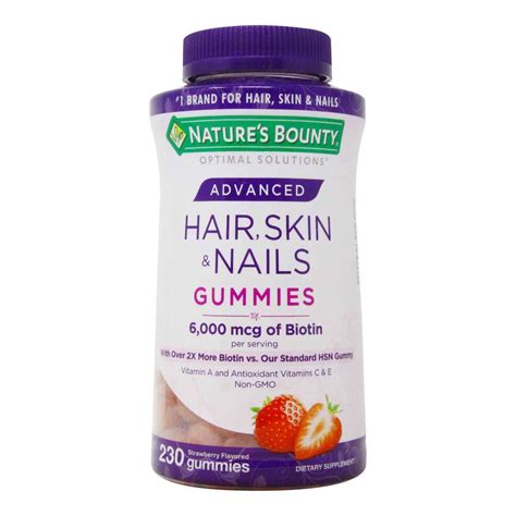 Nature's Bounty Advanced Hair, Skin & Nails Gummies, Strawberry, 230 Ct