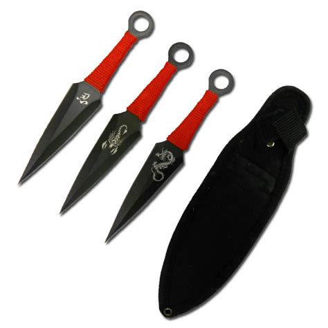 Red Naruto Kunai Set - Metal Anime Costume Knives - Anime Kunai Set