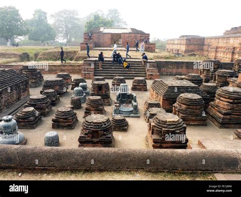 Excavated ruins of Nalanda University or Nalanda Mahavihara, a large Buddhist monastery Stock ...