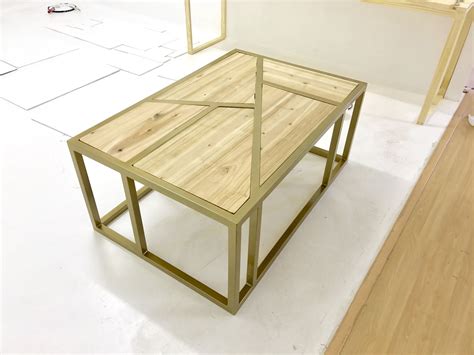 Steel frame coffee table