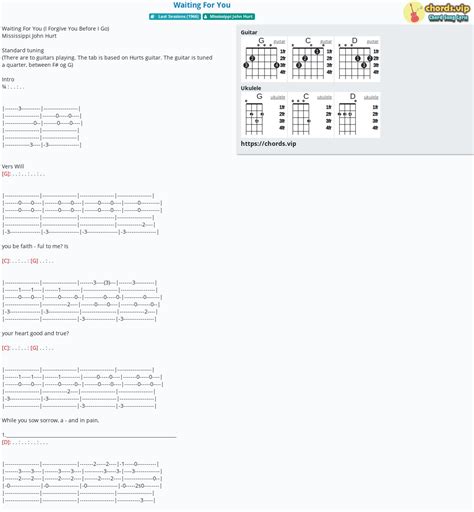 Chord: Waiting For You - tab, song lyric, sheet, guitar, ukulele ...