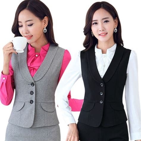 Women Formal Vest Lapel Waistcoat Casual Sleeveless Uniform Bank Office Workwear | Formal wear ...