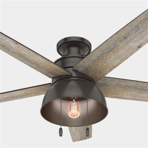 Hunter Port Isabel 52 in. LED Indoor/Outdoor Matte Black Ceiling Fan with Light Kit-53420 - The ...