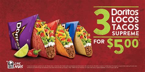 Taco Bell Canada Coupon Offer: 3 Doritos Locos Tacos Supreme For $5 | Canadian Freebies, Coupons ...