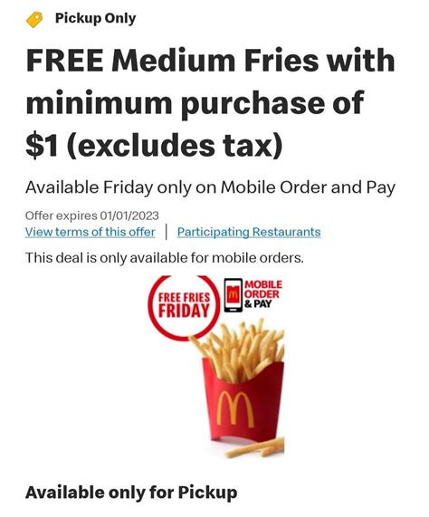 FREE Medium Fries @ McDonald’s With Any Purchase Every Friday! (app ...