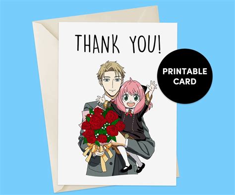 Anime Thank You Card Printable Thank You Card Anime Greeting - Etsy