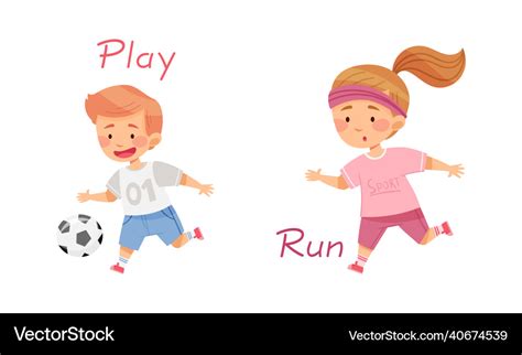 Play and run english action verbs for kids Vector Image