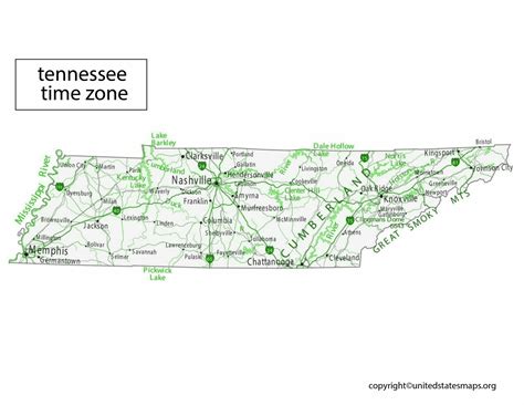 Tennessee Time Zone Map | Time Zone Map for Tennessee