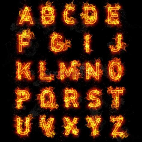 Fire font text all letters of alphabet on black background. Fire font ...