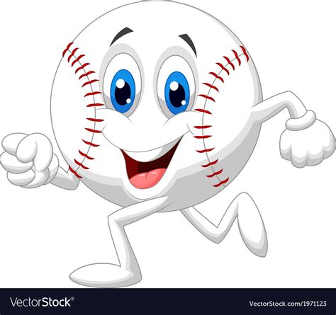 Cute baseball ball cartoon running Royalty Free Vector Image