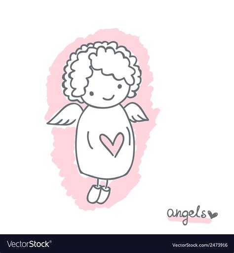 Sketch with cute angel Royalty Free Vector Image