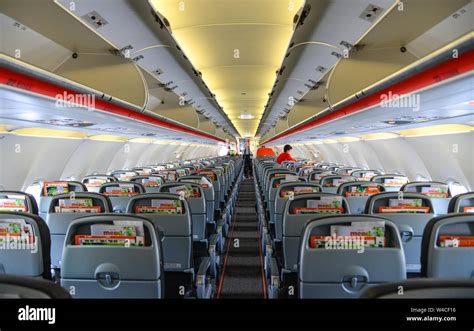 Tokyo, Japan - Jul 3, 2019. Interior of Jetstar Airbus A320 docking at ...