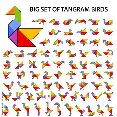 Set of vector tangram puzzles (geometric puzzle) for the development of ...