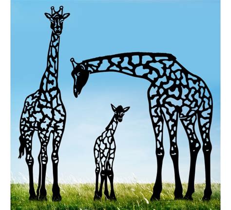 Black Giraffe Family Silhouette | Black Country Metalworks