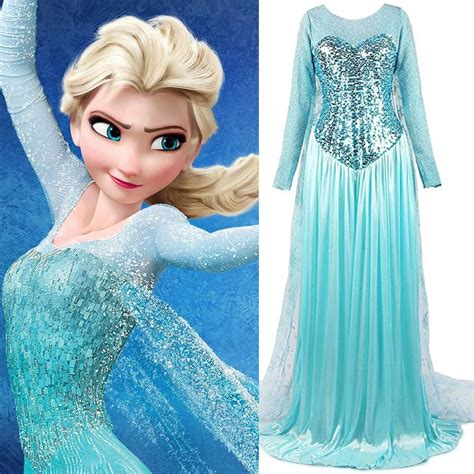 Takerlama Disney Frozen 2 Princess Elsa Sparkly Party Cosplay Costume Trailing Cloak Dress For ...