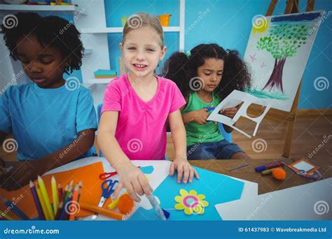 Happy Kids Doing Arts and Crafts Together Stock Image - Image of male ...