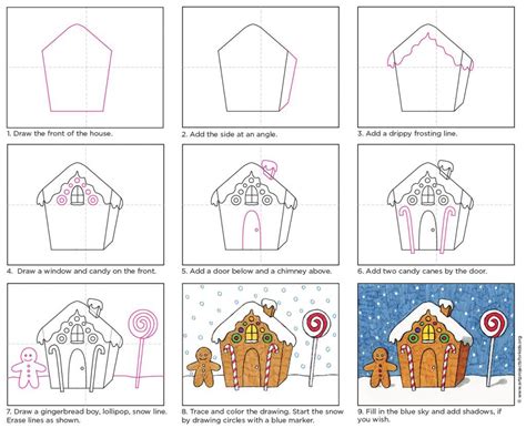 Step By Step How To Draw A Gingerbread House – Warehouse of Ideas