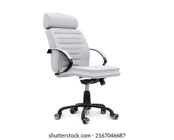 White Leather Office Chair Isolated On Stock Illustration 2221597649 ...