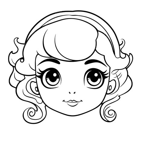 The Cartoon Cute Daughter Coloring Face Outline Sketch Drawing Vector ...