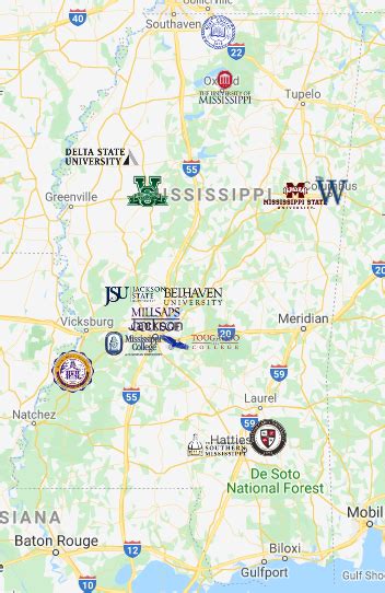 Colleges in Mississippi Map | Colleges in Mississippi - MyCollegeSelection