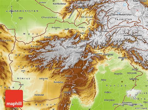 Physical Map of Afghanistan