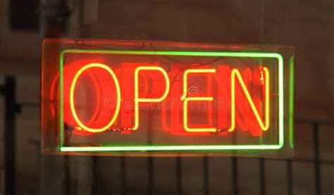 Neon "open" Sign in a Shop Window Stock Photo - Image of black, display ...