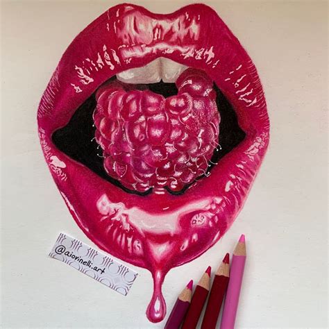 Raspberry Lips Drawing | Lips drawing, Colored pencil art projects, Color pencil art