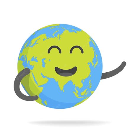 Premium Vector | Cute cartoon earth character. World map globe with smiley face and hands vector ...