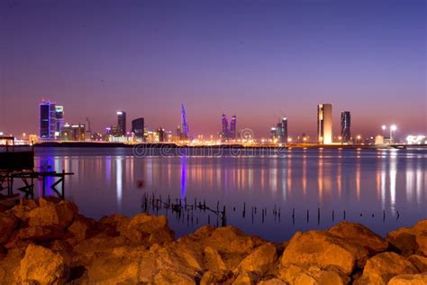 Skyline Of Manama City, Bahrain. Skyscrapers In The Haze Stock Image - Image of blue, heat: 48016467