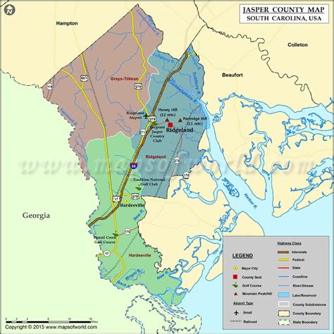 Jasper County Map, South Carolina