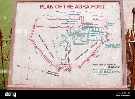 Plan of the Red Fort in Agra, India Stock Photo - Alamy