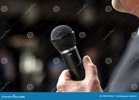 Professional Media Interview Hand a Hold Microphone after a Press ...