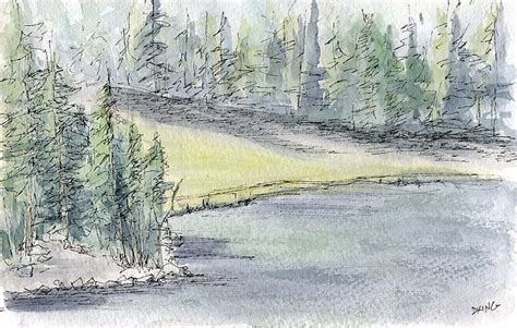 lake sketch - Google Search | Art sketches, Art, Sketch journal