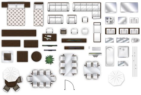 2d furniture floorplan top-down view style-2 PSD 3D Model | CGTrader.com